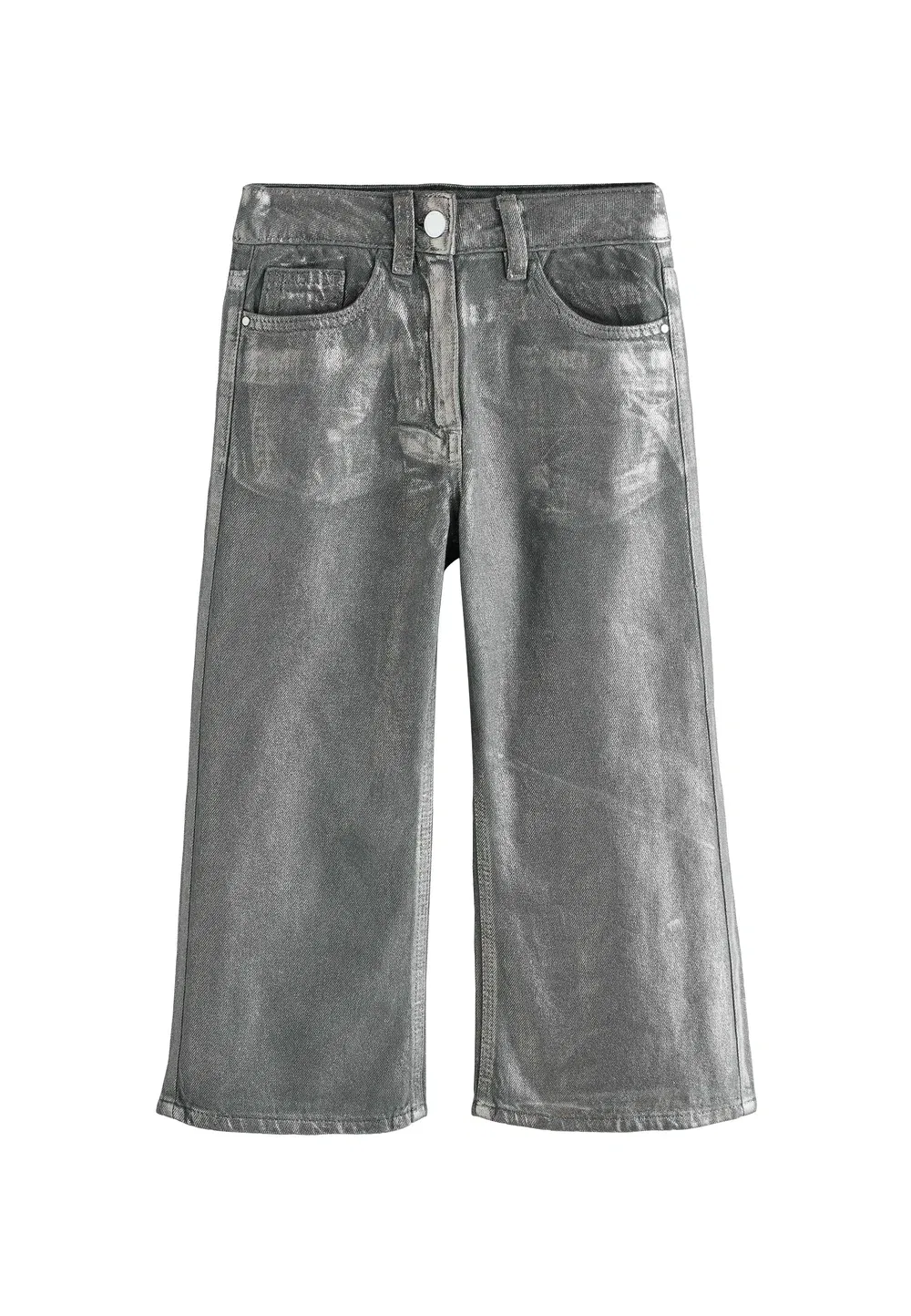 Широкие джинсы с покрытием - свободного кроя Next, Metallic Grey