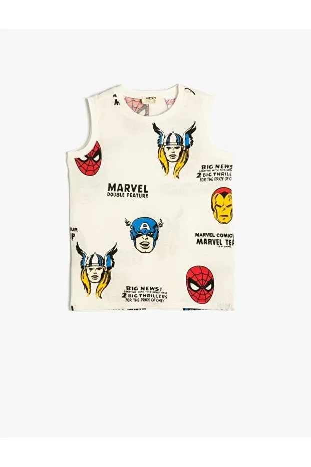 Детское белье без рукавов Marvel Licensed Boys' Undershirt Koton, White Pattern