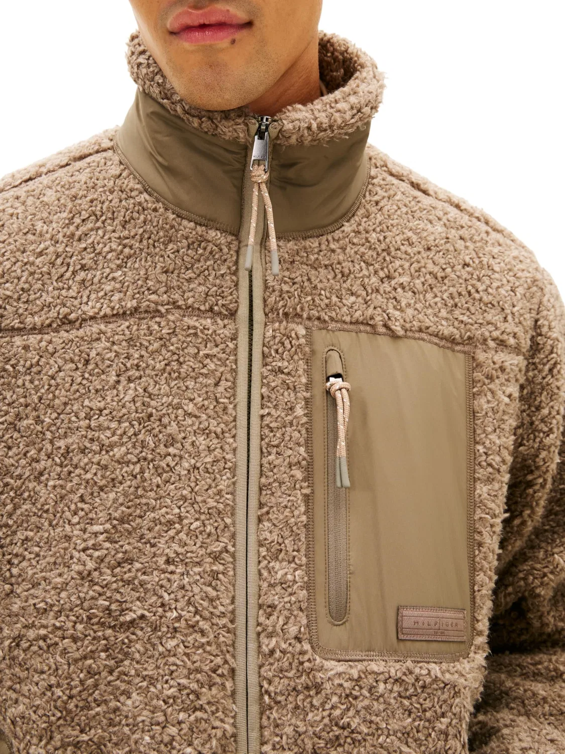 Мужской свитшот на молнии Teddy Fleece Tommy Hilfiger, Coastal Taupe — фото 3