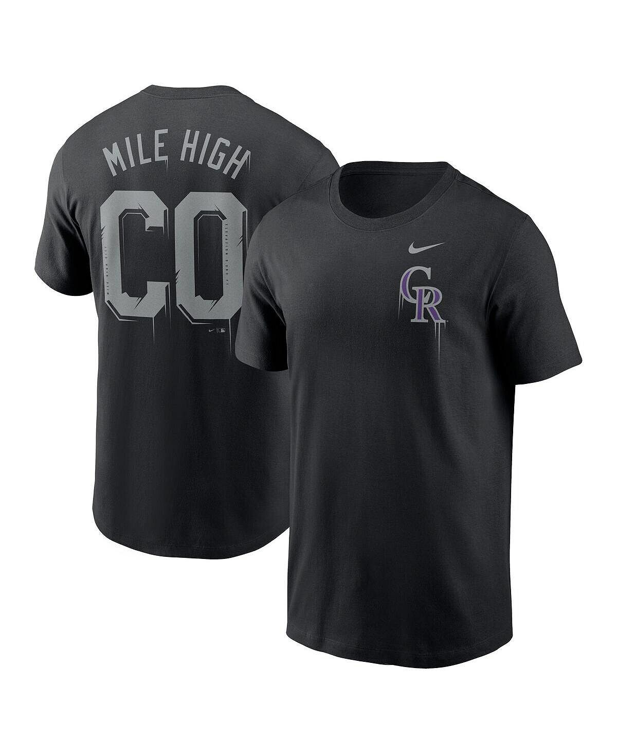 

Мужская черная футболка colorado rockies mile high local team Nike, черный