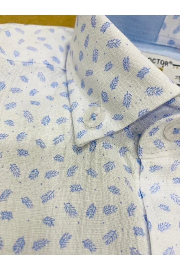 Детская рубашка для мальчиков с длинным рукавом Dr. Junior, White - Blue — фото 3