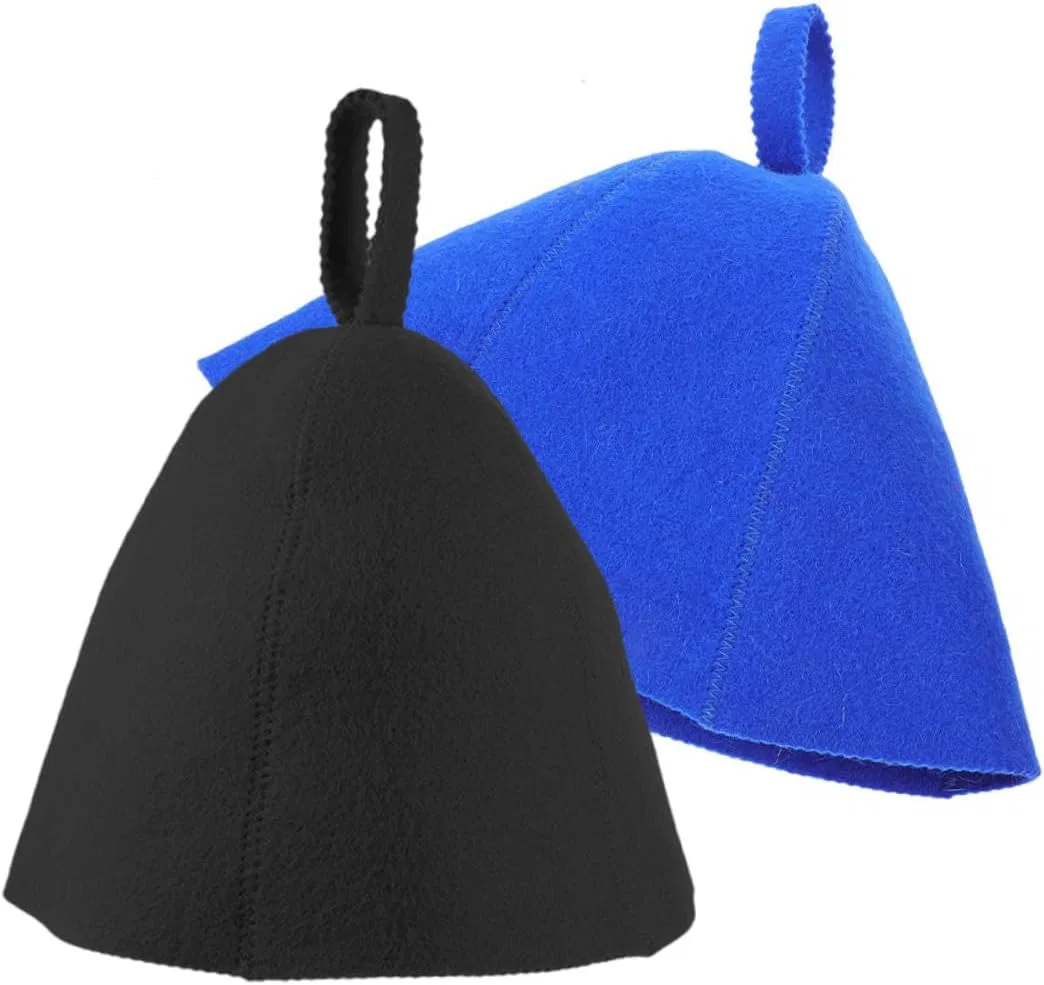 Saunahut aus Wolle BESTonZON, 2 Stück, Blau