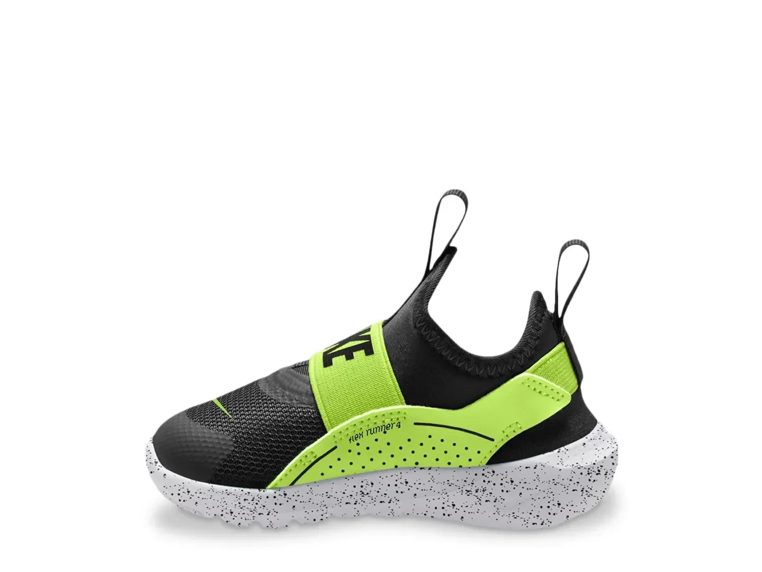 Кроссовки детские Flex Runner 4 Slip-On, Nike, черно-зеленый — фото 2