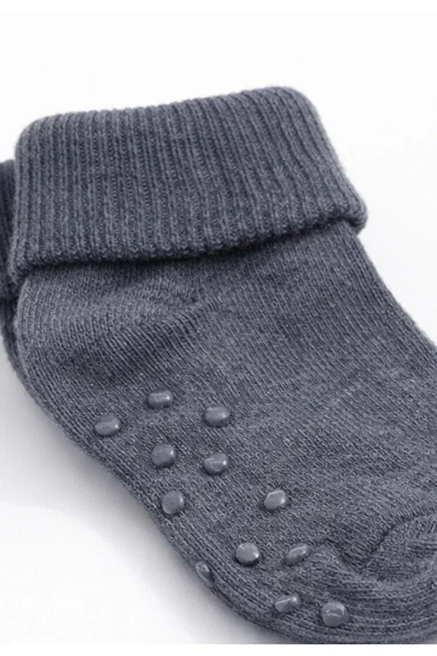 Детские носки с антискольжением 6 шт Basics For My Baby, Anthracite-Ecru — фото 2