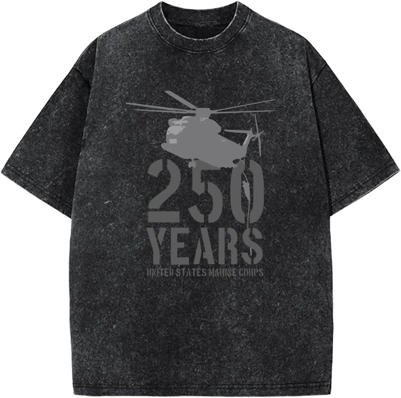 Мужская футболка с принтом Marine Corps 250 Years Chopper, Wash Black