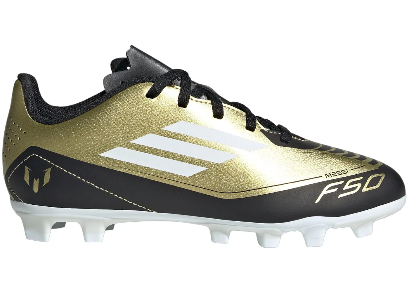 Детские бутсы Adidas F50 Club Flexible Ground, Gold Metallic/Cloud White/Core Black