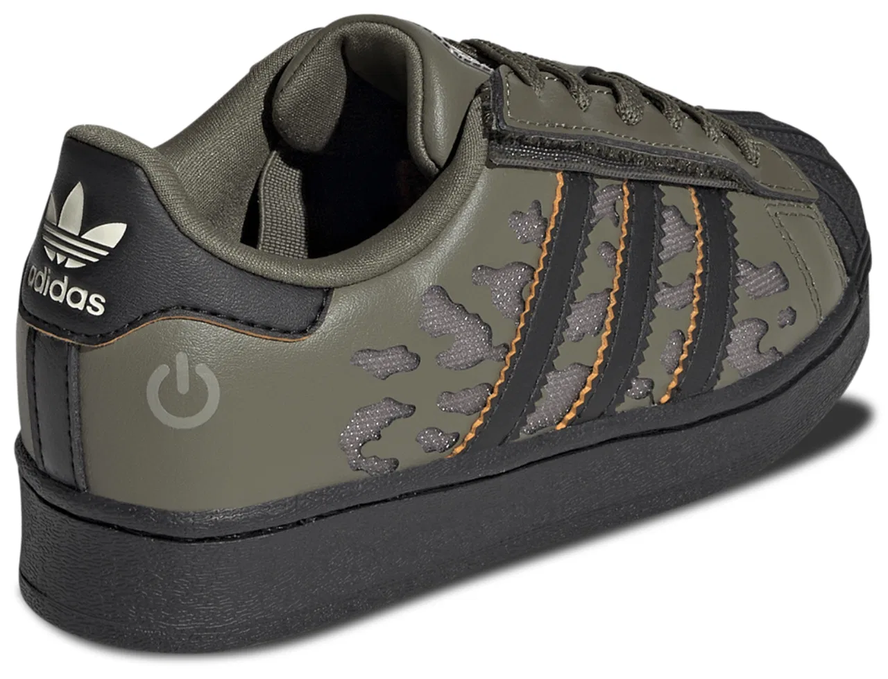 Детские кроссовки для мальчиков со светящимися элементами Superstar LED adidas, Silver Pebble Olive Strata Core Black — фото 3