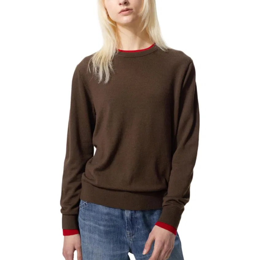 Женский свитер с круглым вырезом Dark Brown UNIQLO, Темно-коричневый — фото 4