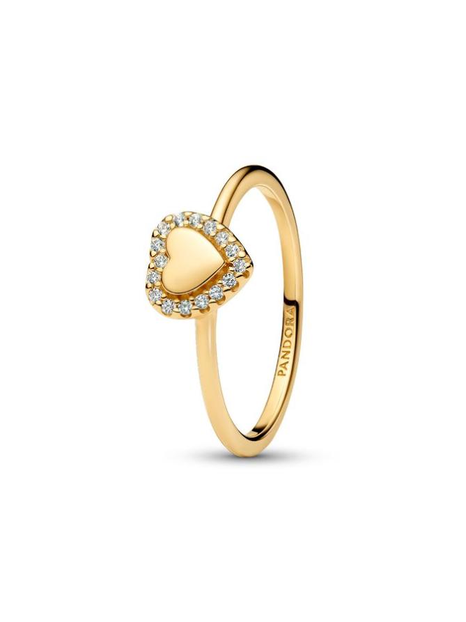 

Кольцо Pandora Engravable Heart Halo Ring, золото