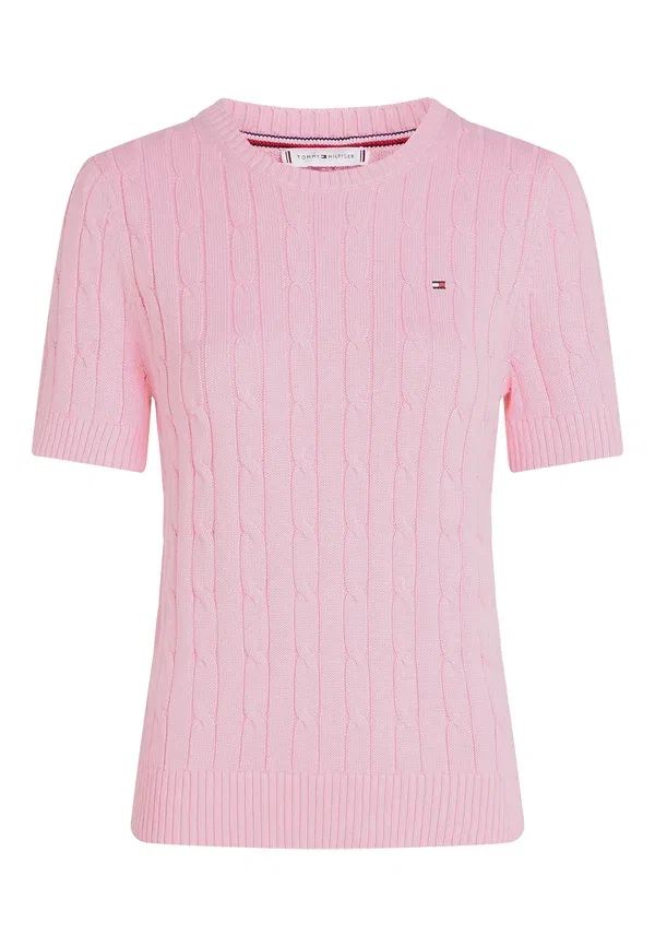 Футболка из хлопка Cable Tommy Hilfiger Classic Pink, розовый — фото 4
