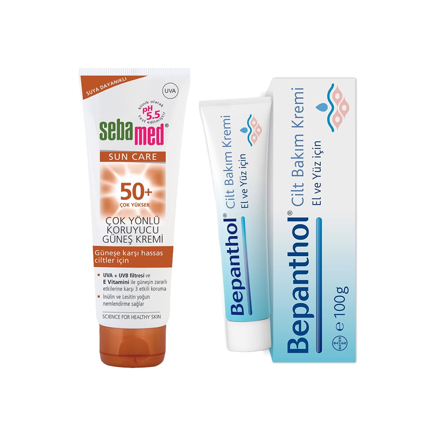 

Солнцезащитный крем Sebamed Adult 50+, 75 мл + Крем Bepanthol Skin Care