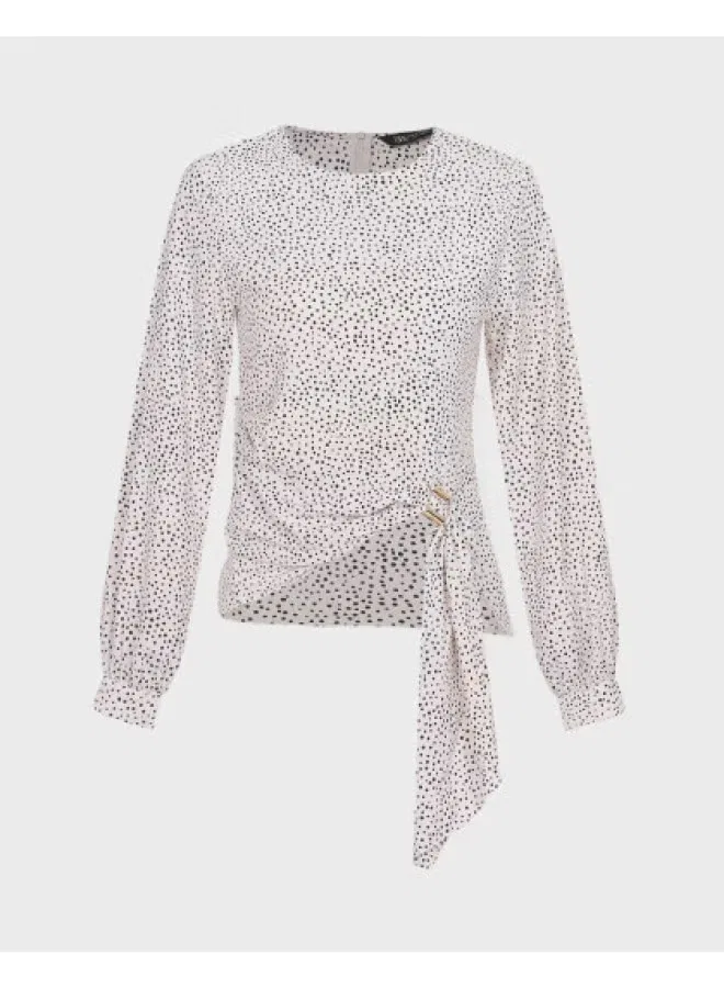 Блузка с бантом-бабочкой и воланами Zara, черно-белый