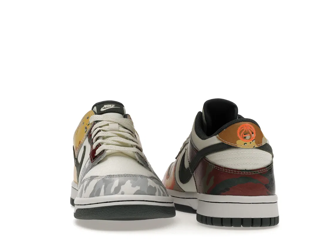 Детские кроссовки с принтом камуфляж Nike Dunk Low Nike, Sail/Vintage Green-Total Orange-White — фото 4