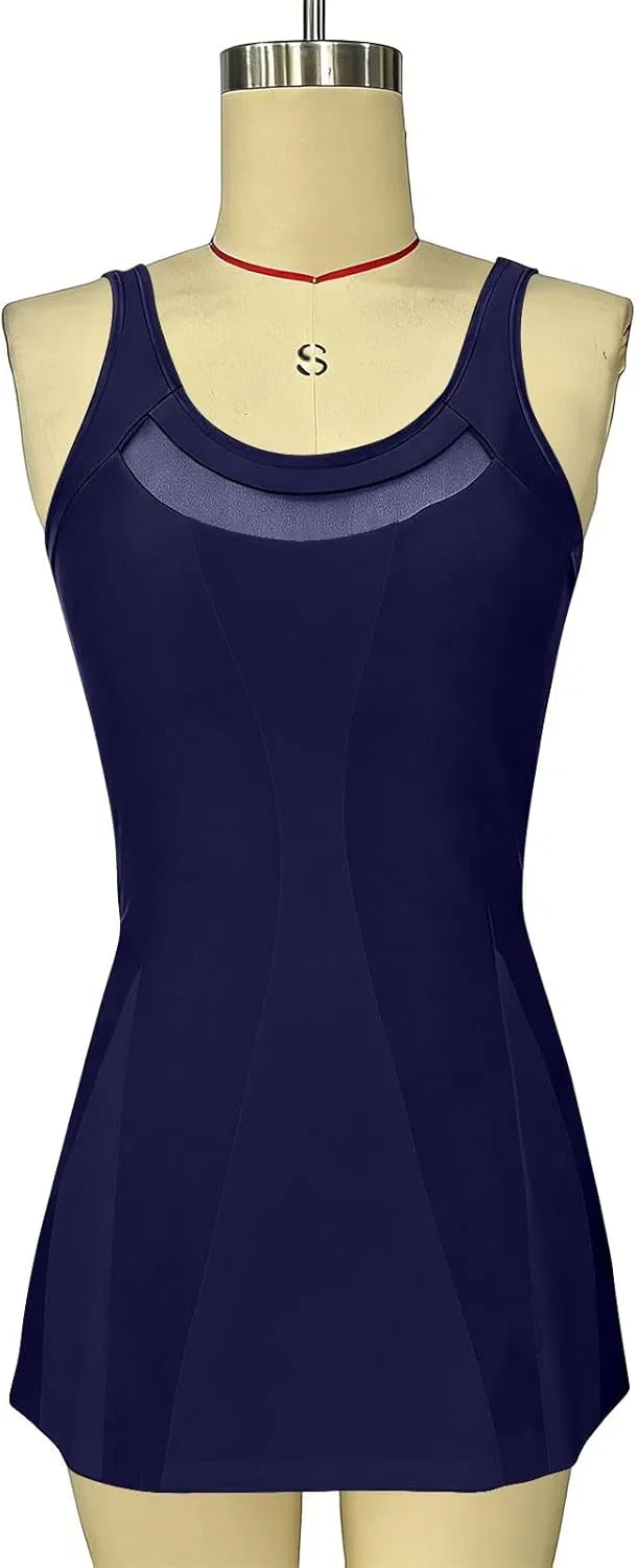 Женский слитный купальник с принтом Tankini Swim Dress, Navy — фото 4