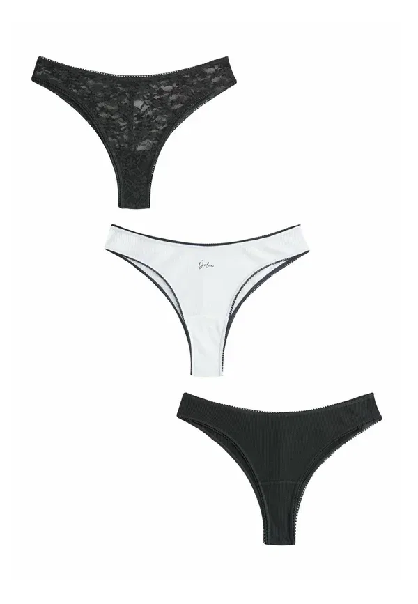 Трусы комплект 3 шт Brazilian fit Next black white, белый/черный