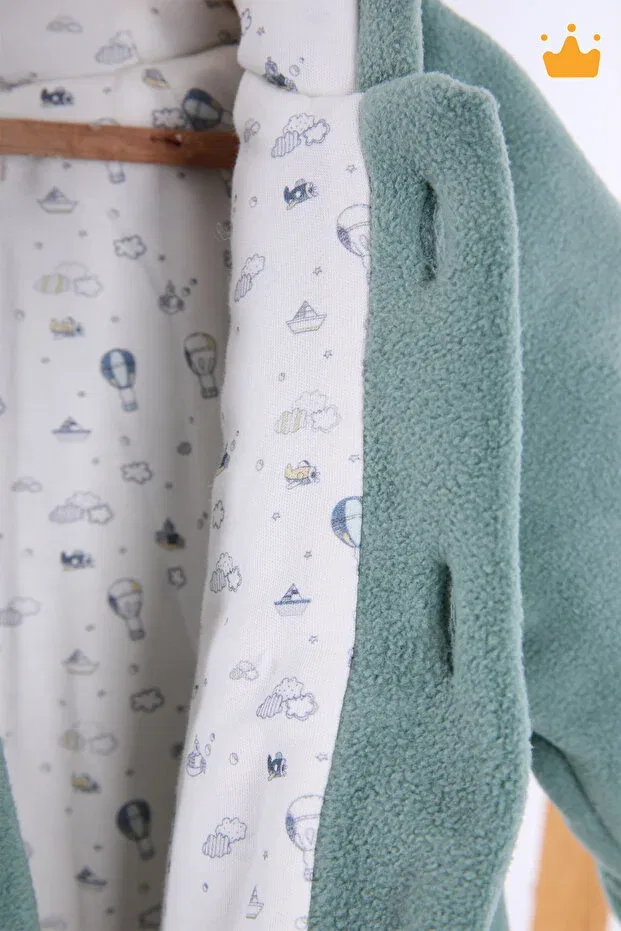 Детское зимнее пальто для девочек на флисе с капюшоном Babydola, Mint Green — фото 4