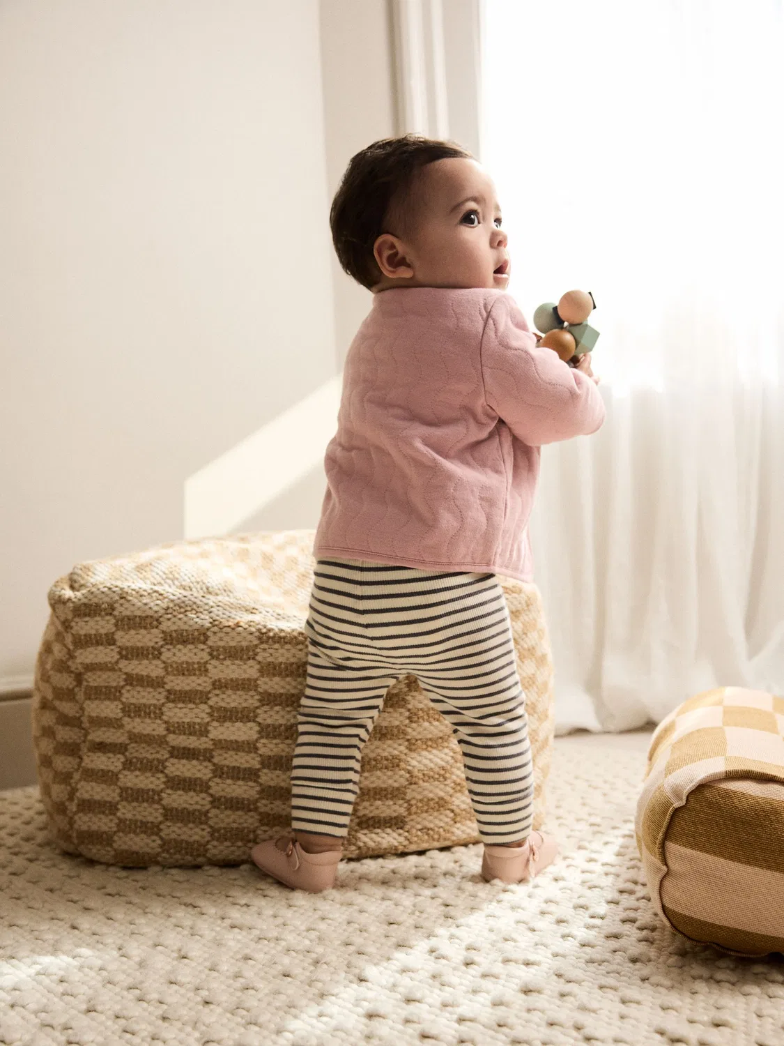 Куртка стеганая Pink Jersey Quilted Baby Jacket Next, розовый — фото 3