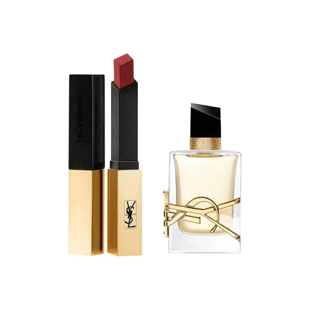 Набор косметики YSL Gold Bar Lipstick Color Set, 2.2G + Perfume Sample 7.5ml, Gold Bar 1966, Saint Laurent — фото 4