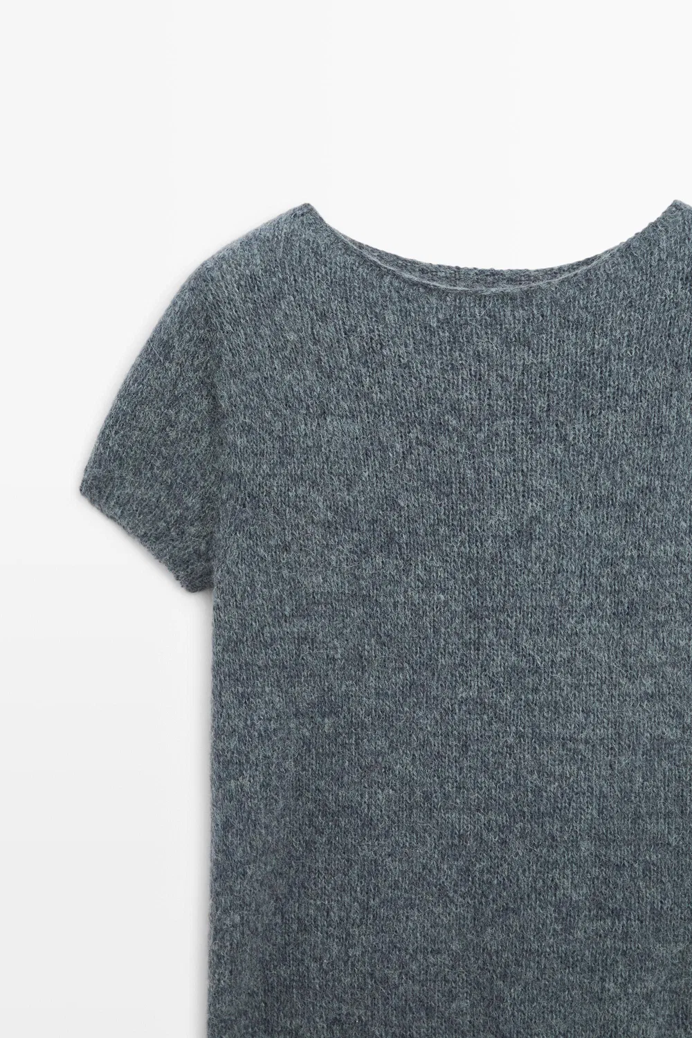 Свитер Massimo Dutti Short Sleeve Alpaca Blend Knit, серо-голубой — фото 4