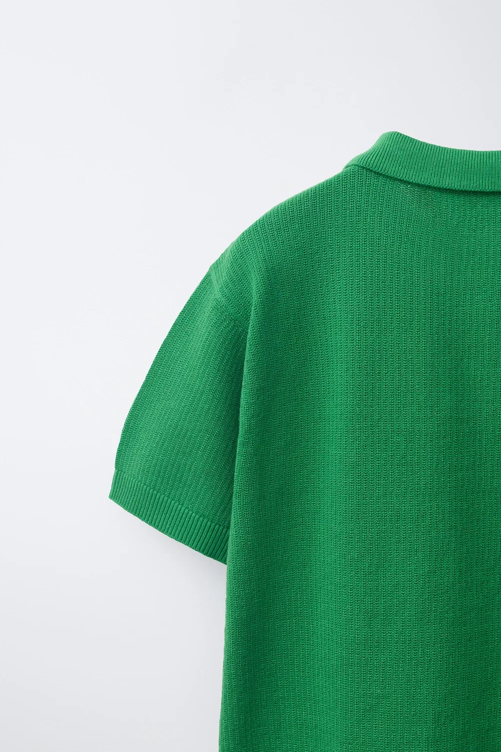Однотонная фактурная рубашка-поло ZARA, Green — фото 4