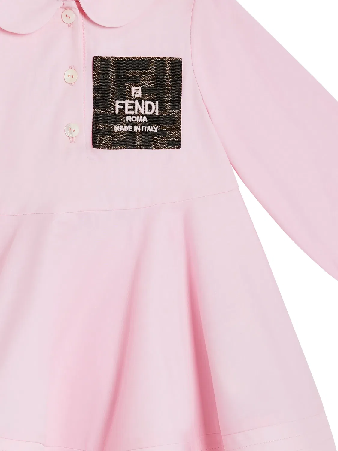Хлопковое платье с вышивкой логотипа - розовое FENDI, розовый — фото 2