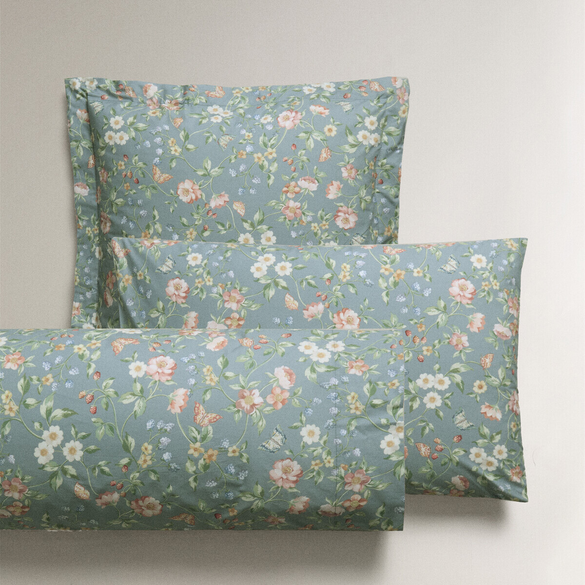 

Наволочка Zara Home Floral Print, синий