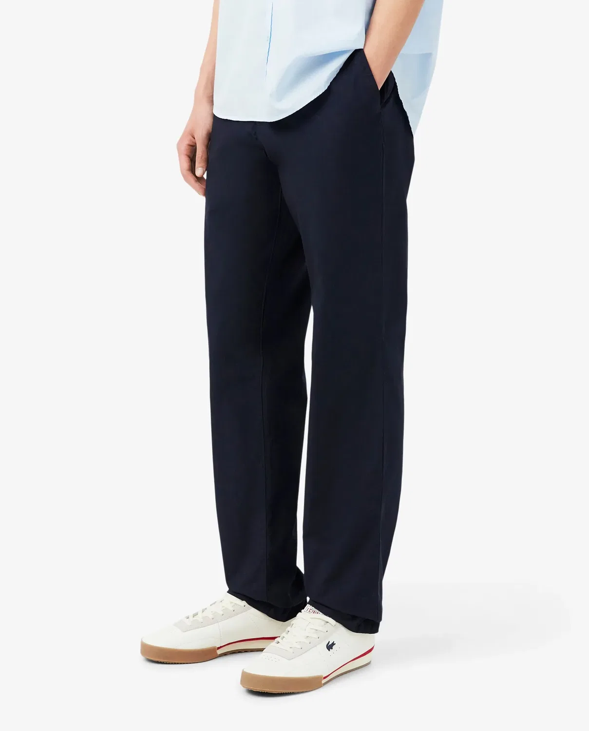 Брюки чинос Lacoste темно-синий, мужские, из саржевой ткани — фото 3
