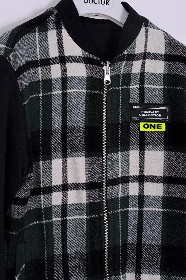 Детское пальто для мальчиков с принтом Double Sided Boy's Lumberjack College Coat Doctor Junior, Зеленое — фото 3