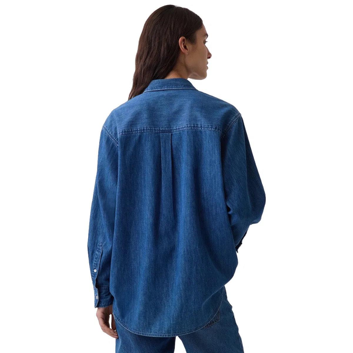 Женская рубашка с отложным воротником Medium Washed GAP, Medium Washed — фото 3