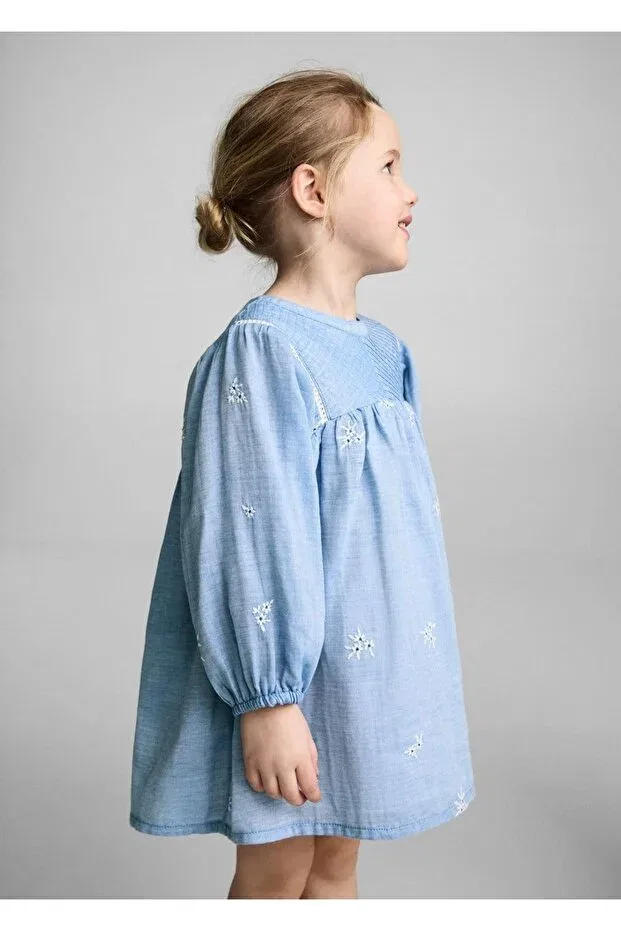Детское платье для девочек с вышивкой Mango Baby, Sky Blue