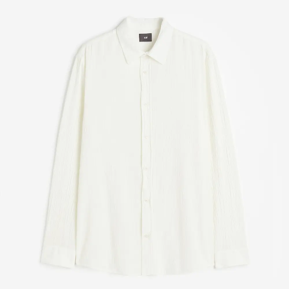 

Рубашка H&M Crinkled Regular Fit, кремовый