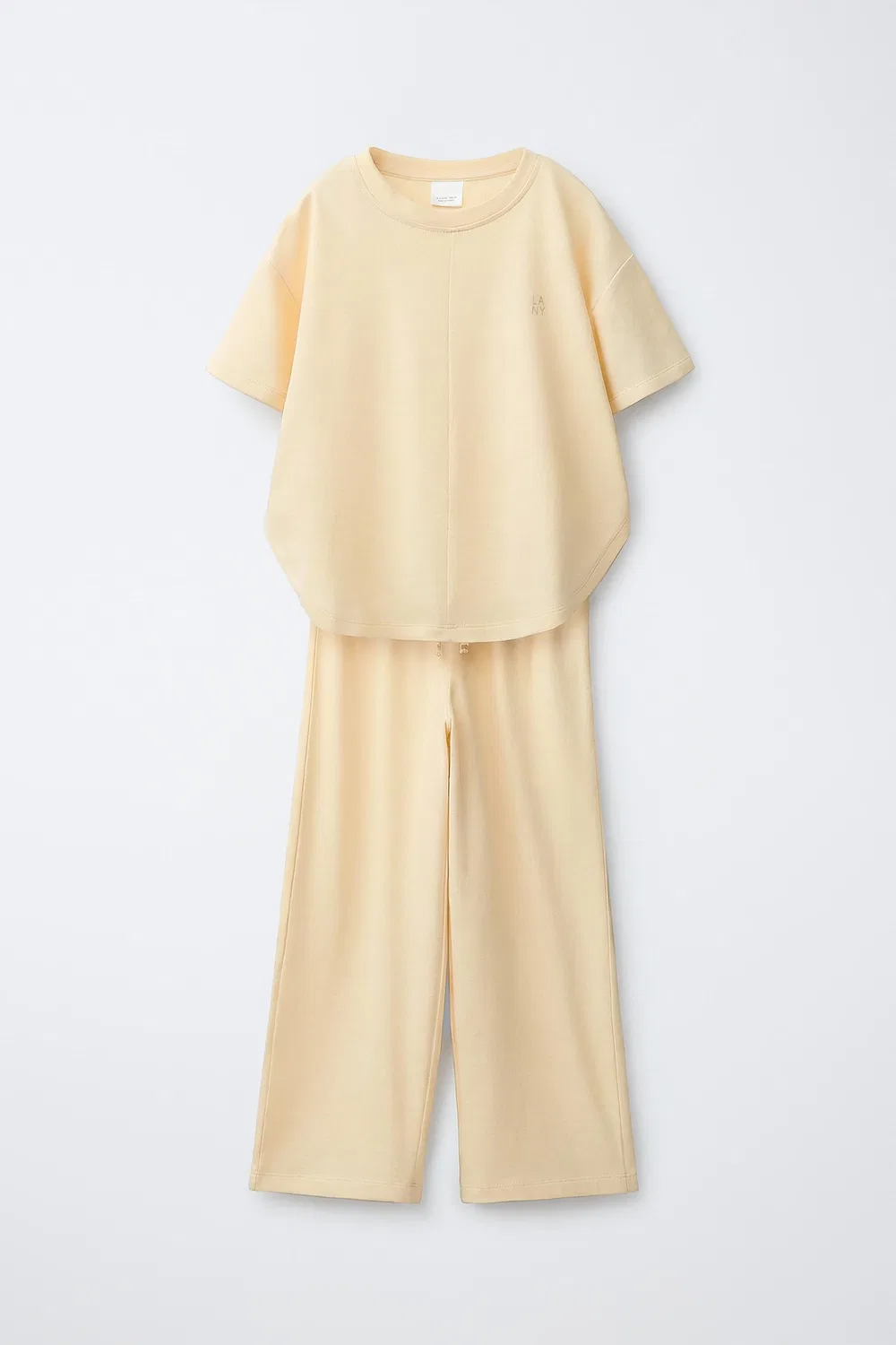 Комплект из простой футболки и широких брюк ZARA, Yellow