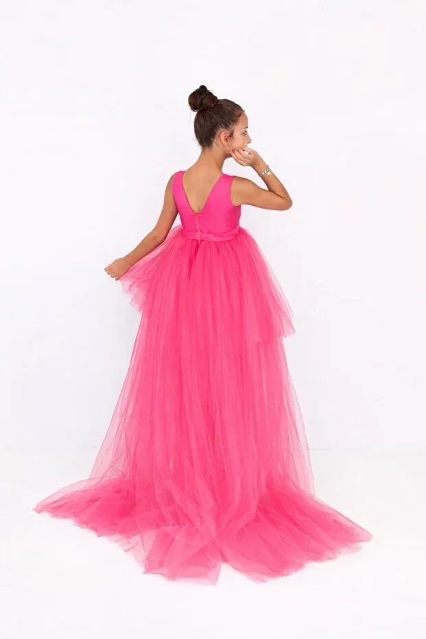 Детское платье для девочек с запахом Nsmkidslife, Fuchsia Pink — фото 3