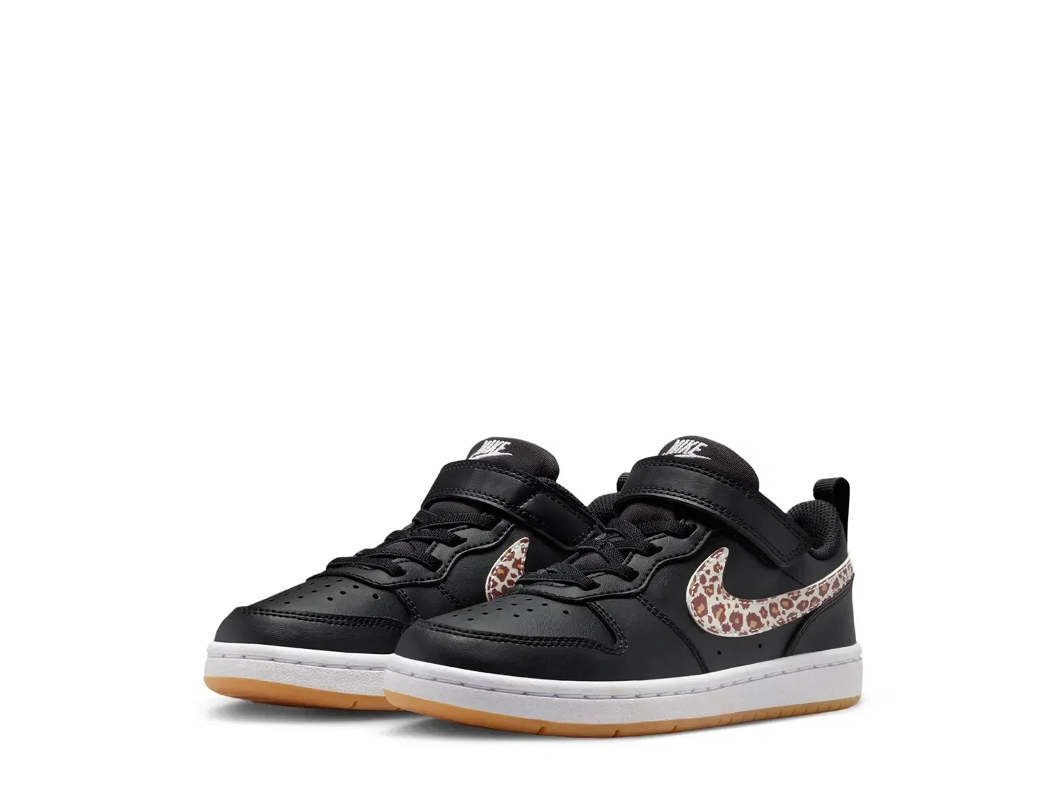 Кроссовки детские Nike Court Borough Low, Black/White Leopard Print — фото 3