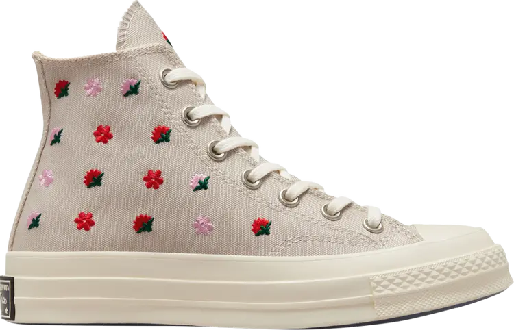 

Кроссовки Converse Wmns Chuck 70 High Floral Embroidery, загар, Бежевый, Кроссовки Converse Wmns Chuck 70 High Floral Embroidery, загар