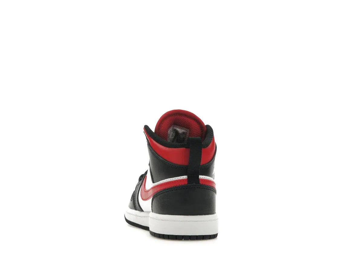 Детские кроссовки с перфорированным носком Jordan 1 Mid Jordan, Black/Fire Red-White — фото 4