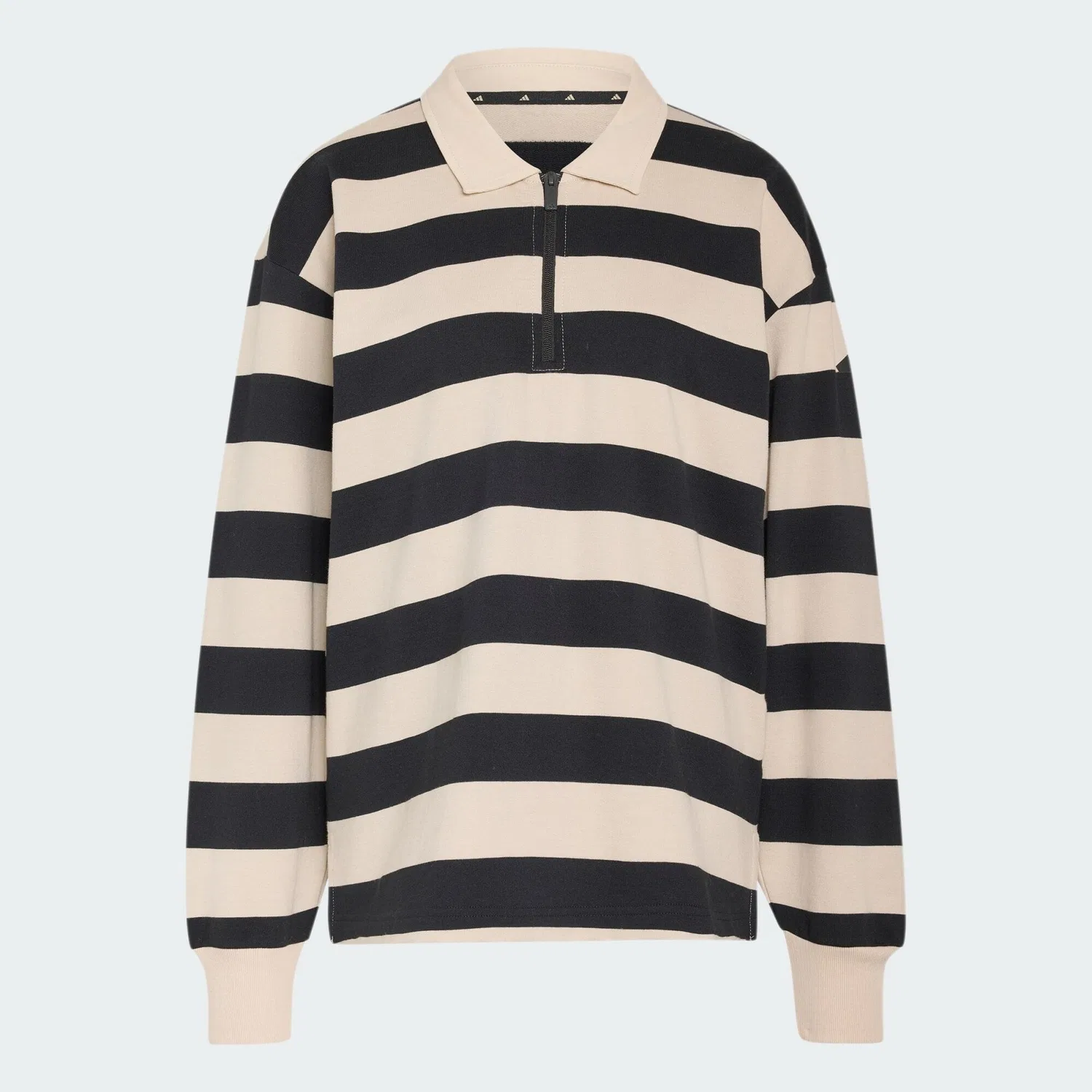 Мужское поло с длинным рукавом Essentials Contemporary French Terry Adidas, Schwarz / Cremefarben — фото 2