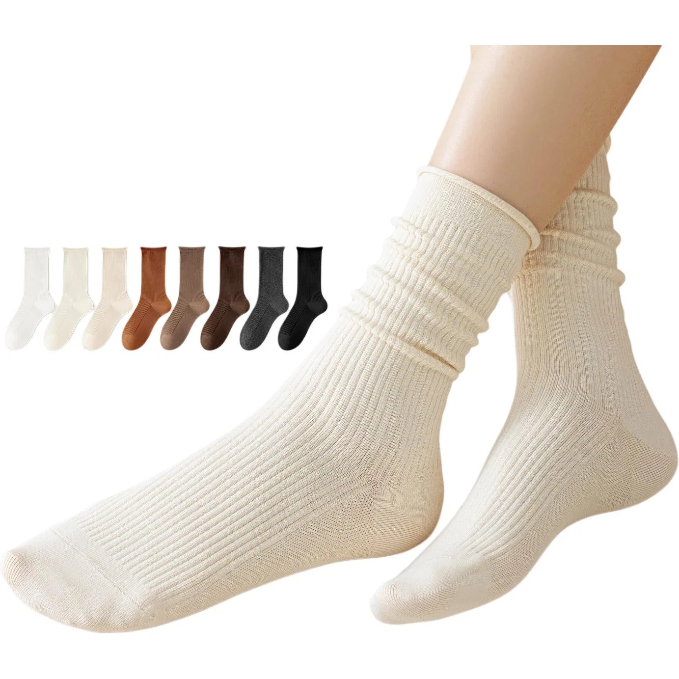 Детские носки-гольфы 3 пары Cotton Gene, White+Beige+Light Coffee — фото 4