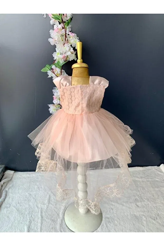 Детское платье для новорожденных без рукавов Petite Ponpon Baby, Salmon
