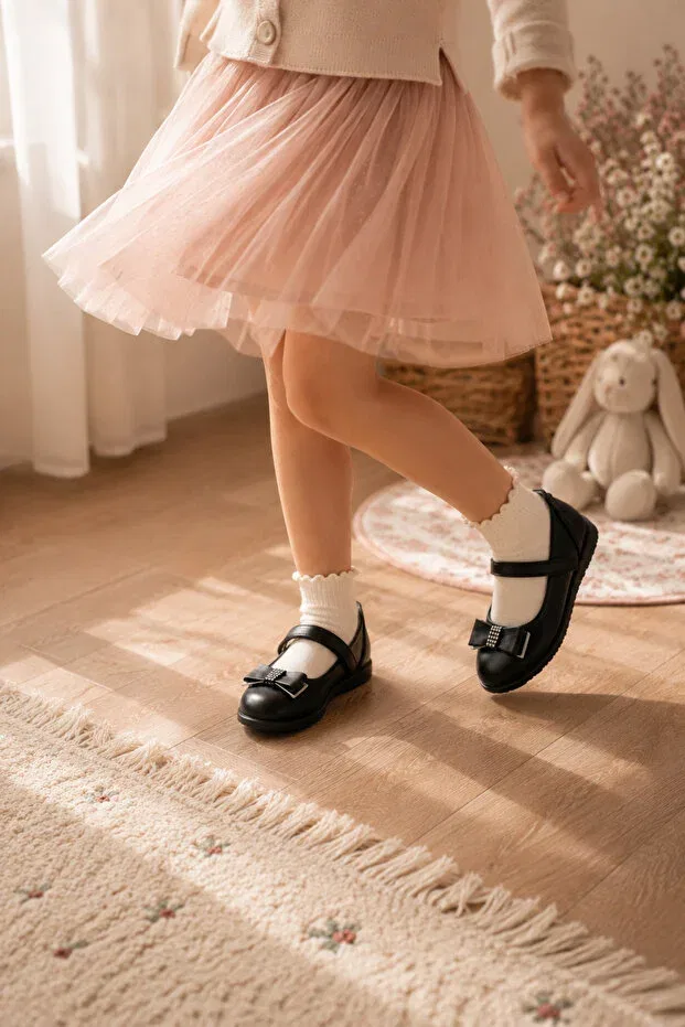 Детские балетки для девочек из искусственной кожи Morbella, Black