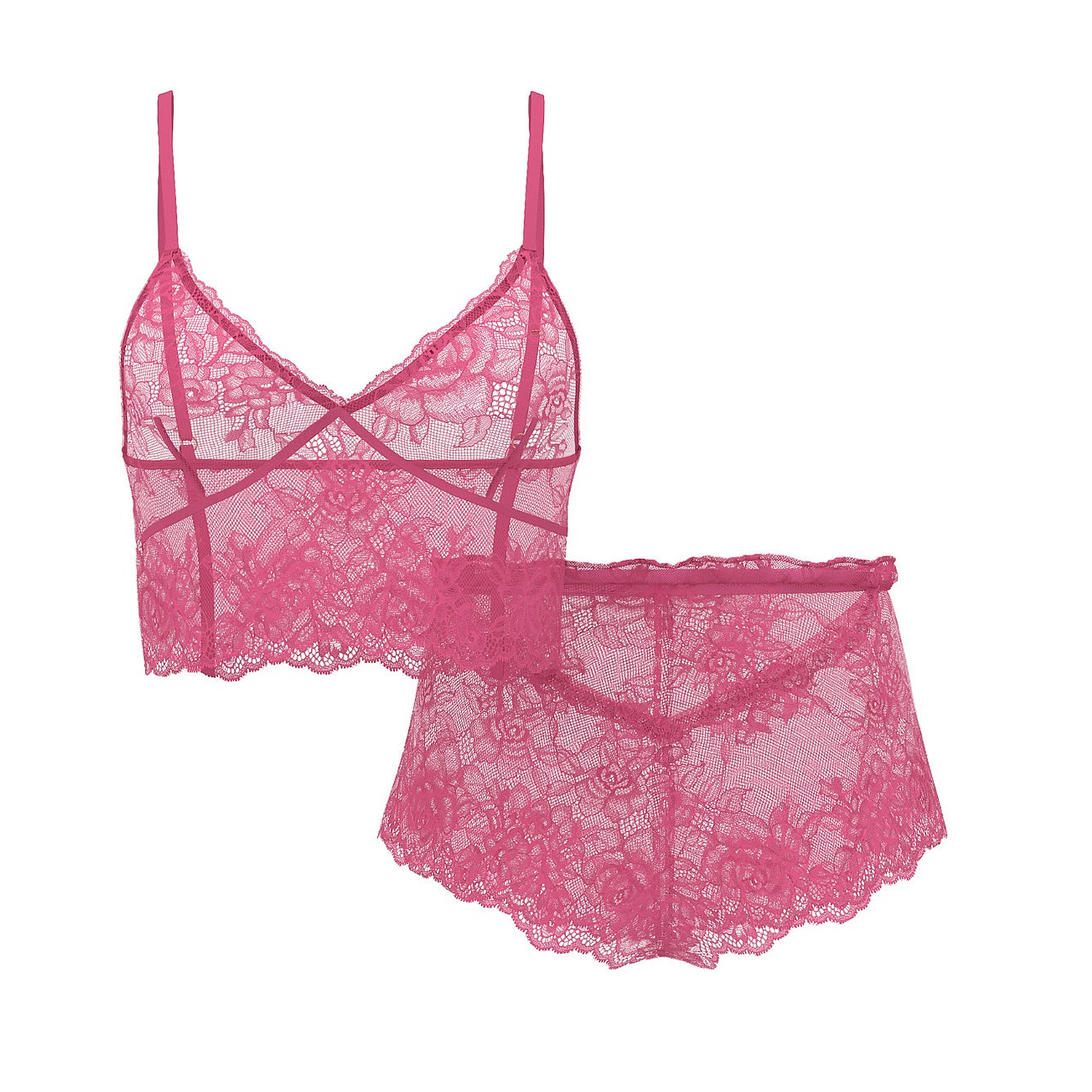 

Комплект белья Victoria's Secret Rose Lace Cami & Shorts, розовый