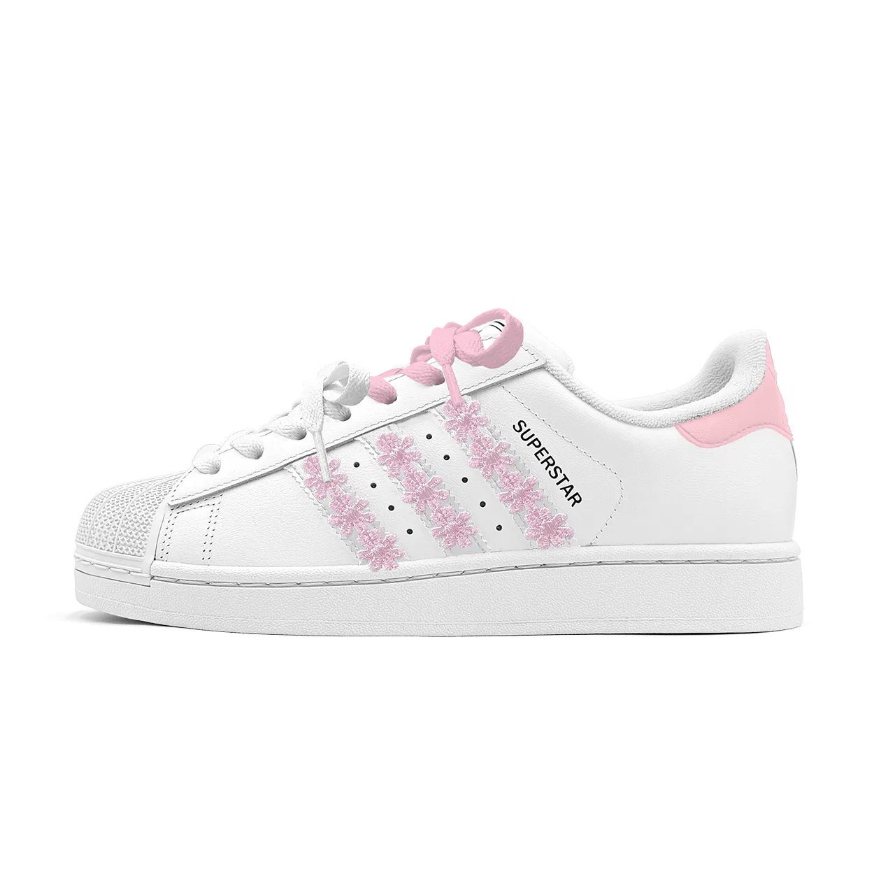 Детские кеды для скейтбординга с принтом Superstar 2 Adidas Originals, White Pink
