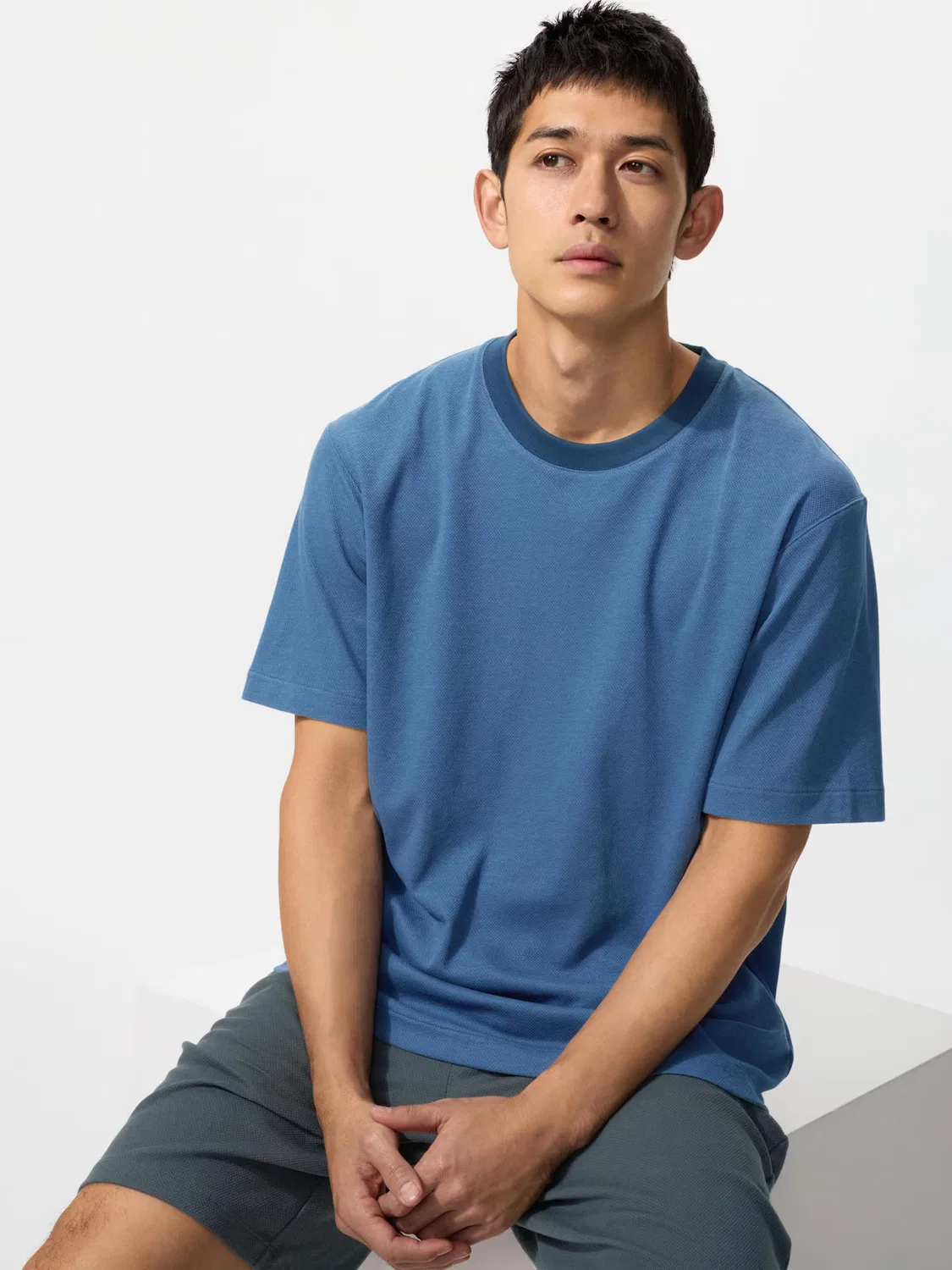 Комплект Uniqlo airism из хлопковой сетки, для тела, синий