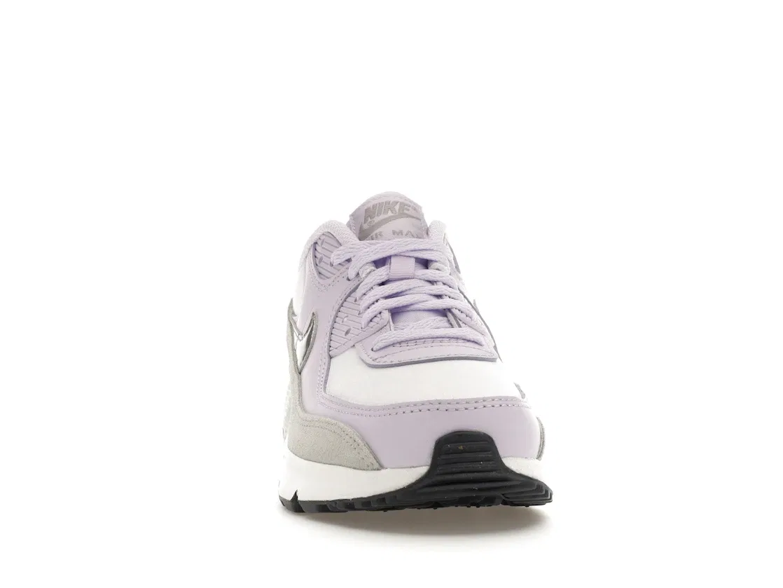Детские кроссовки Lifestyle Nike Air Max 90, White/Violet Frost/Pure Platinum/Metallic Silver — фото 2