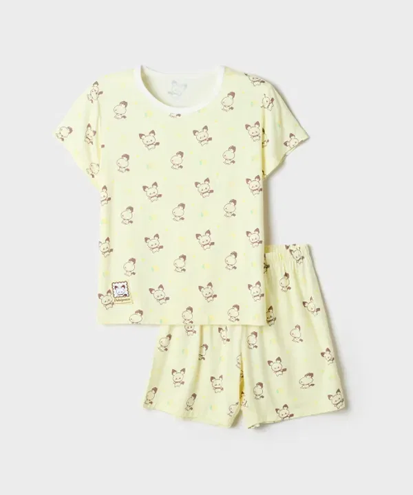 Домашний костюм из модала, с короткими рукавами и брюками 3/4, Spao Kids, желтый — фото 4