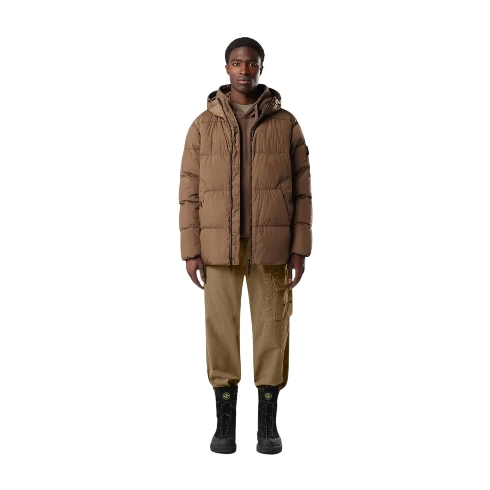 Мужской пуховик Stone Island Wind-resistant With Anti-drop Regular Fit, коричневый