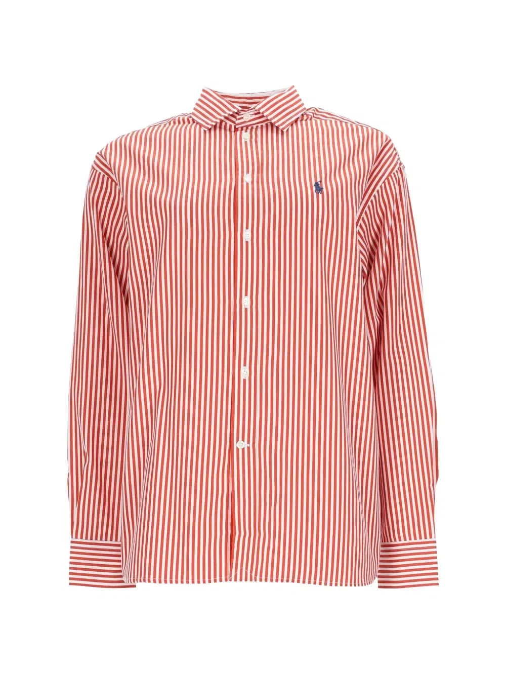 Хлопковая рубашка в вертикальную полоску POLO RALPH LAUREN, красный