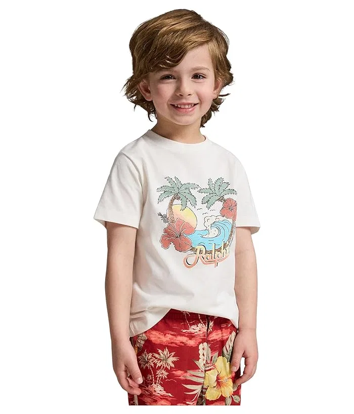 Футболка хлопковая с принтом Cotton Jersey Graphic Tee Polo Ralph Lauren Kids, Light Navy — фото 4