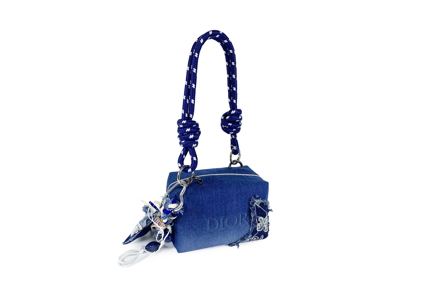 DIOR Цветочная кисть, denim, millennium, modern retro, distressed, denim crossbody одно плечо косметичка denim blue — фото 4