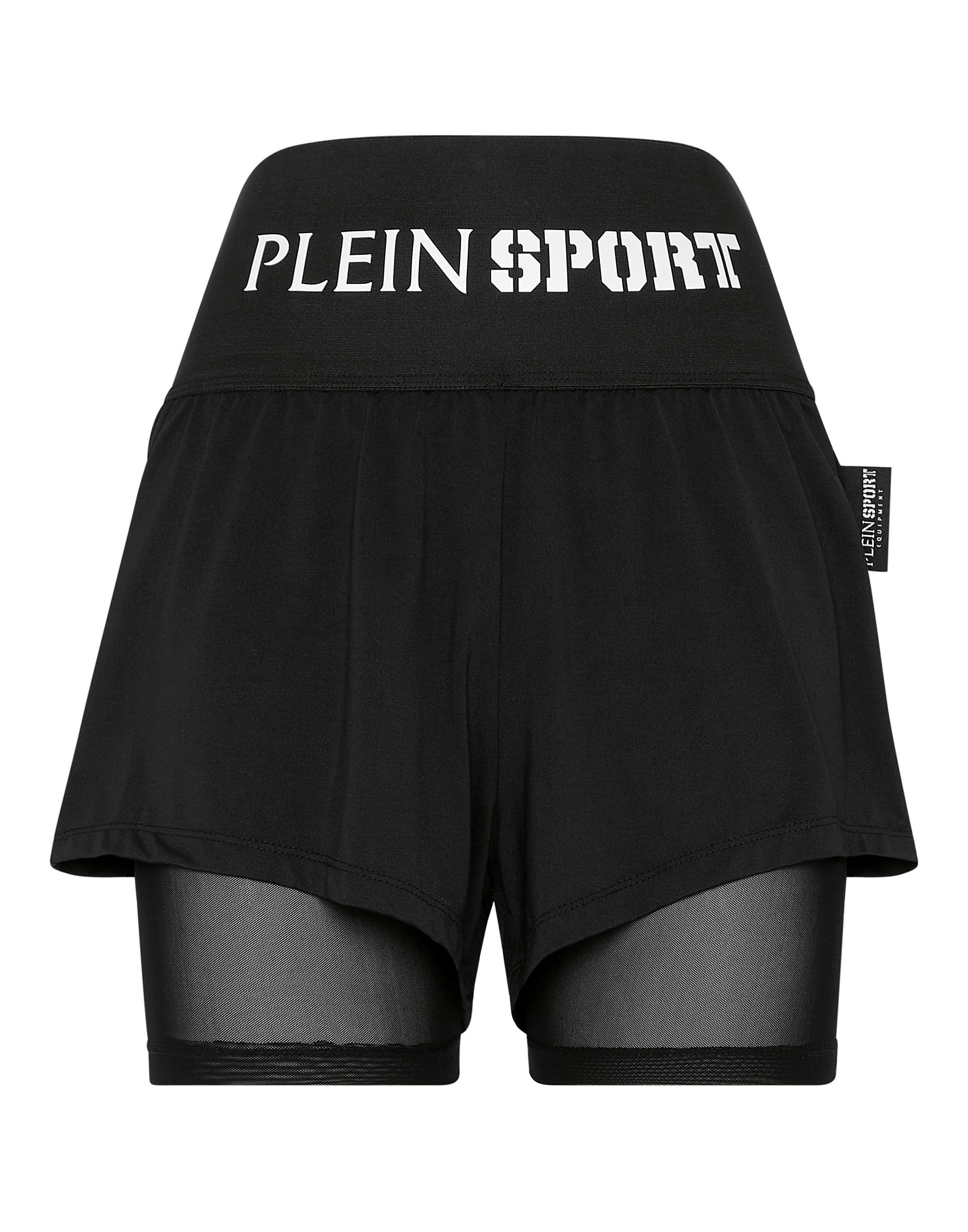 

Двухслойные шорты для бега Plein Sport, черный